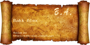 Bakk Alex névjegykártya